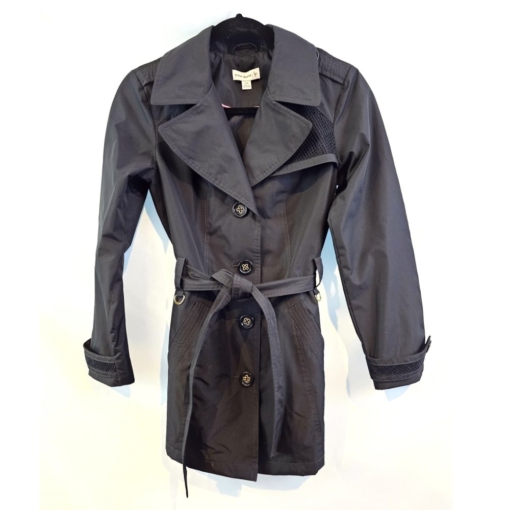 Susan Graver Size XXS Black Belted Rain Resistant Jacket